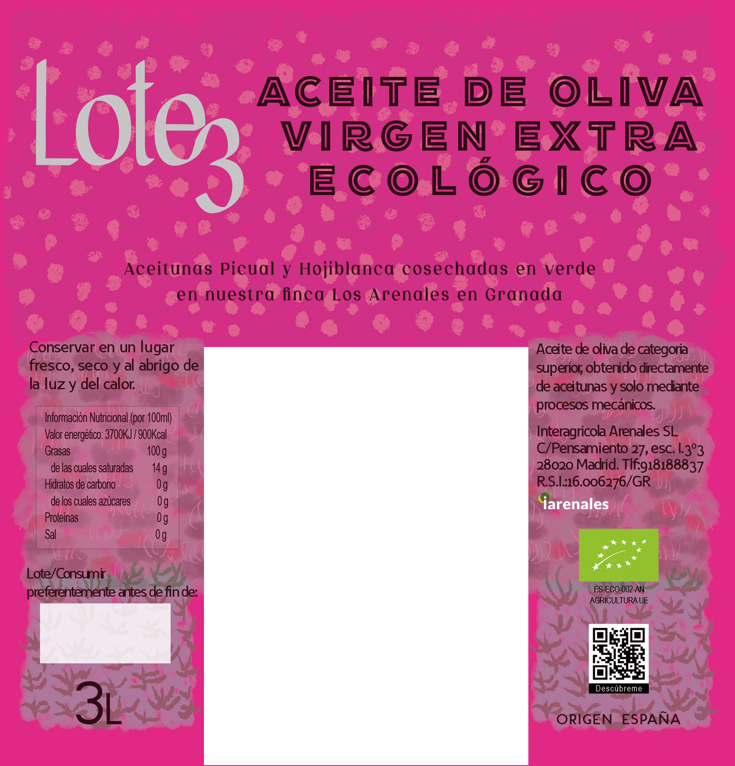 AOVE ecológico. En cubo. - Lote 3