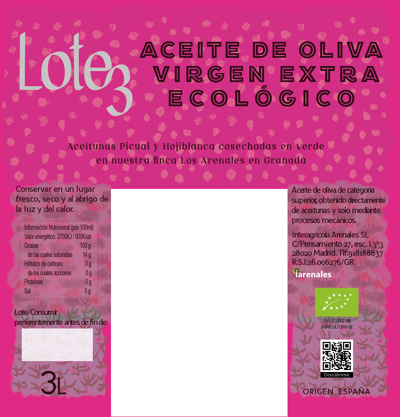 AOVE ecológico. En cubo. - Lote 3